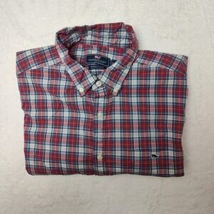 Vineyard Vines Shirt Mens XL Red Blue Plaid Classic Fit Long Sleeve Button Down